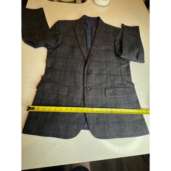 Jos. A. Bank Mens Sz 42R Gray Windowpane Jacket Tailored Fit Wool Blazer - Picture 11 of 12